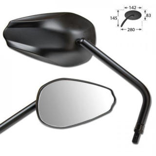 Spiegel Rückspiegel Como schwarz Alu Paar Apapter 2 x M10 R + 1 x M10 L E geprüft 282692