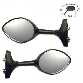 Verkleidungsspiegel Strato schwarz ABS Langloch verstellbar 30 60 mm E geprüft 282963