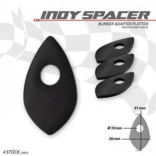Indy Spacer Blinker schwarz Stahl Honda neue Modelle VPE 4 Stck. Maße: L 51 x B 28 mm 284007