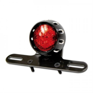 LED Rücklicht CNC mit Halter rot mit KZB Gehäuse in schwarz Ø=70 mm E geprüft 284334