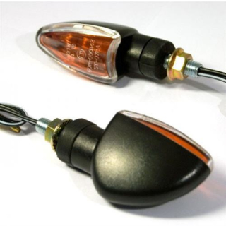 Mini Blinker ARROW schwarz kurz klares Glas gelber Innenreflektor E geprüft M8 284530