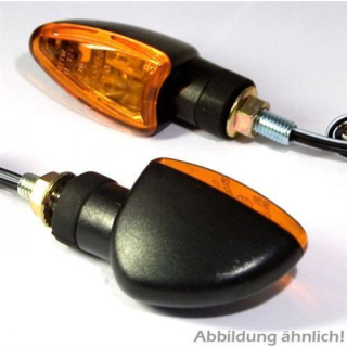 Mini Blinker ARROW schwarz lang gelbes Glas M8 E geprüft 284571