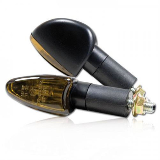 Mini-Blinker ARROW, schwarz, lang, getöntes Glas, M8, E-geprüft, 284577