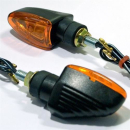 Mini Blinker ARROW GROOVED schwarz kurz gelbes Glas E...