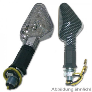 LED Blinker Trento carbonlook E geprüft klar * flexibler Gummiarm 55 mm x 30 mm M10 284675
