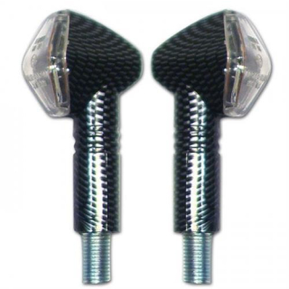 LED Blinker Diamond Carbonlook lang E geprüft * LED s 12V 2W klares Glas M10 284716