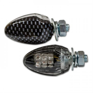 LED Blinker Drop carbonlook klares Glas M6 * Maße: L 33 x B 20 x T 22 mm nur hinten E geprüft 284771