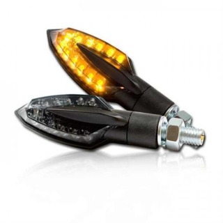 LED Blinker Sliver schwarz getönt Gummiarm Paar M8 Maße:L 51 x T 25 x H 23mm E geprüft 284829