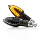 LED Blinker Sliver schwarz getönt Gummiarm Paar M8 Maße:L 51 x T 25 x H 23mm E geprüft 284829