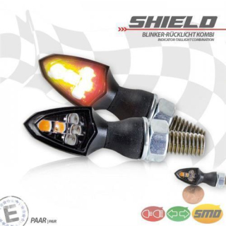 SMD Blinker Rücklicht kombi SHIELD schwarz get Paar M8 Maße: L 26 x B 16 x H 16 5 mm E geprüft 284846