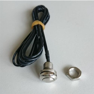 Universal Drucktaster chrom Ø 12 x T 16 mm z.B. für Starter Hupe 2 Kabel gewölbte Scheibe 286545
